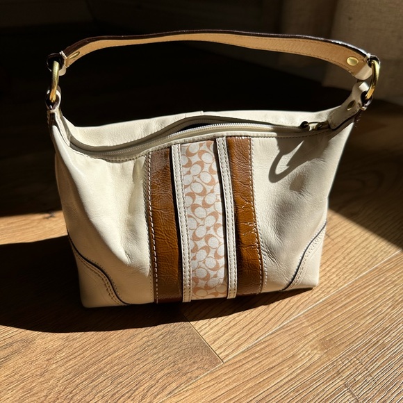 Vintage Coach Cream and Brown handbag - Picture 1 of 4